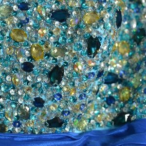 JOVANI BEJEWELLED BLUE PROM DRESS SZ 14